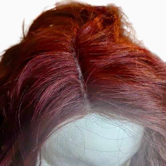 Lace Front Burgundy Asymmetrical Synthetic Bob Wig Size OS - Picture 7 of 7